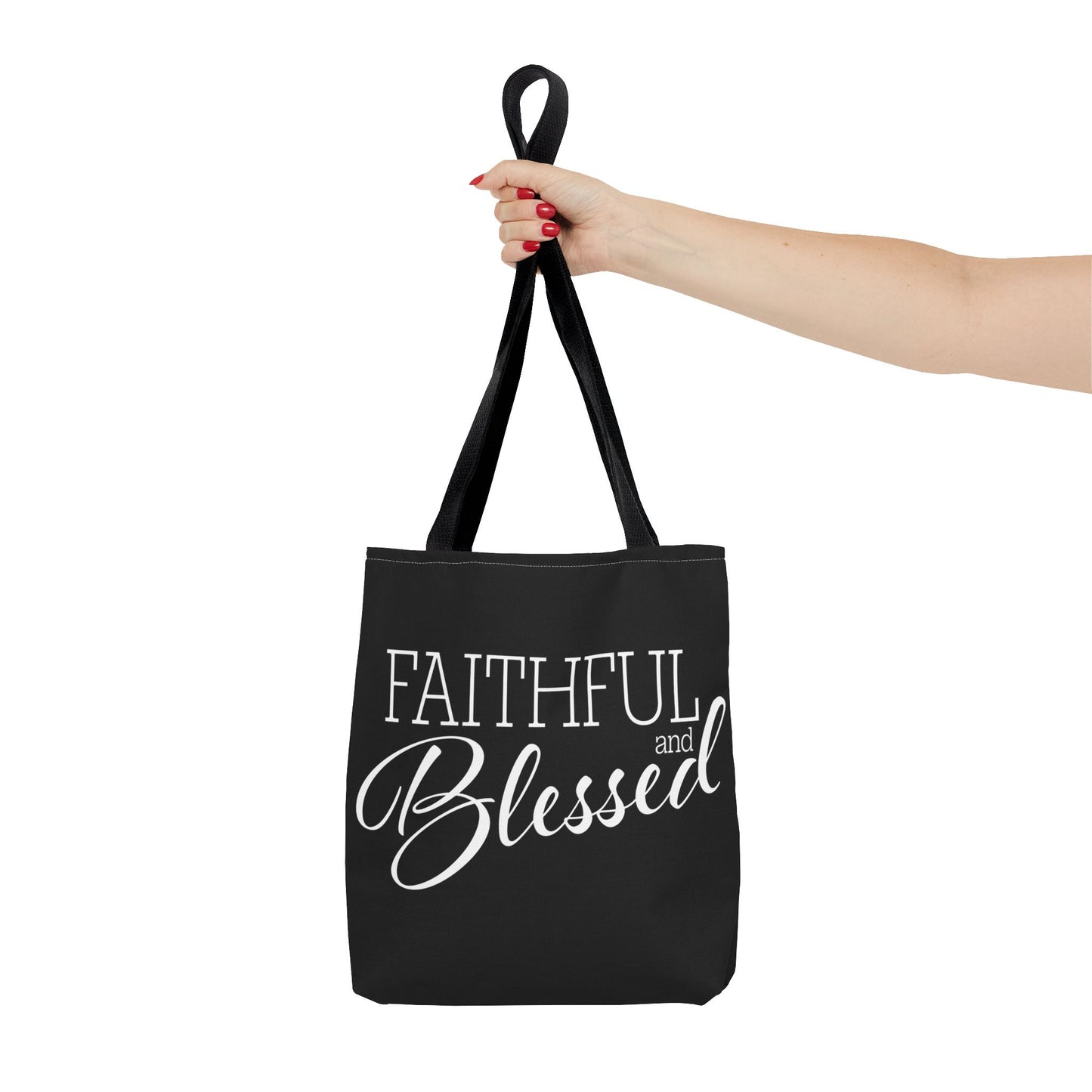 Faithful and Blessed Tote Bag - Black