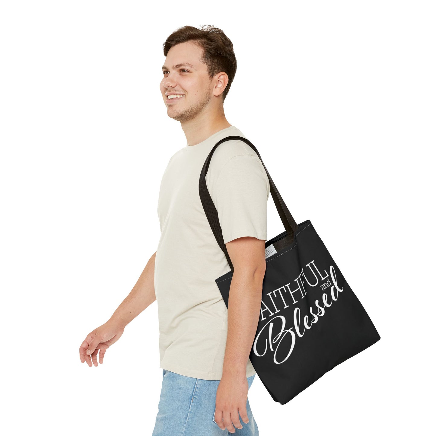 Faithful and Blessed Tote Bag - Black